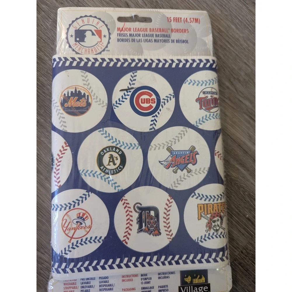 3 Village‎ Major League Baseball MLB Borders 15 Ft. Vintage Wallpaper Room Decor